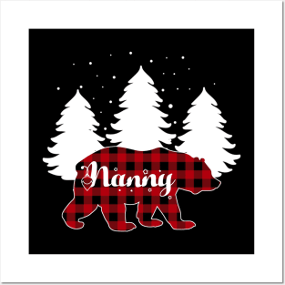 Buffalo Red Plaid Nanny Bear Matching Family Christmas Posters and Art